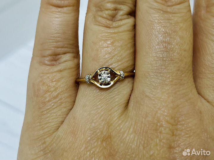 Кольцо золотое с бриллиантами 17,5 р-р (L9)