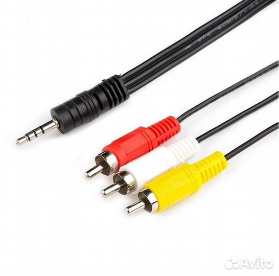 Кабель AUX Jack 3.5мм(4P) х 3RCA 1.0 м. Atcom AT10