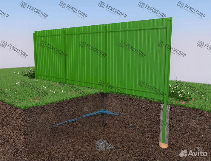 Забор из профнастила для дачи 2 м. 0.45 мм. C8