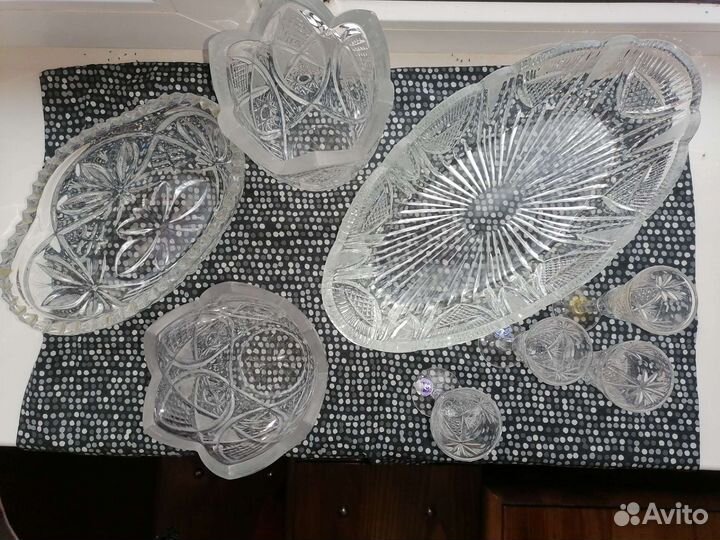 Хрустальный рог и вазы СССР