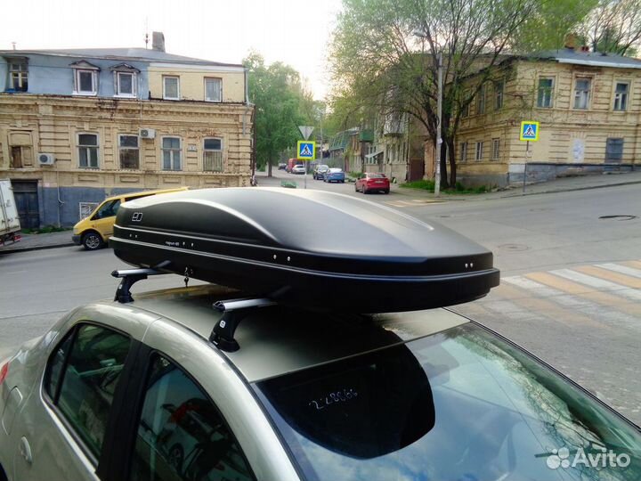 Большой бокс 420л черный на Логан с установкой