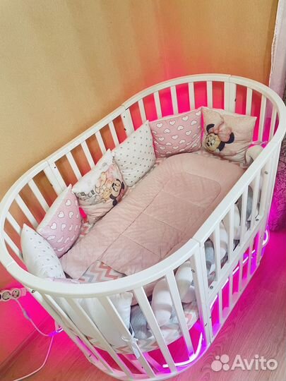 Детская кроватка с маятником 7в1