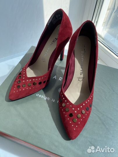 Бордовые замшевые туфли лодочки 35р