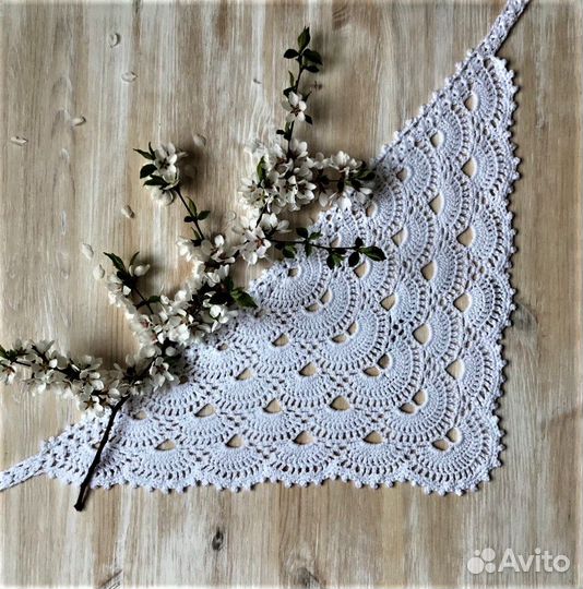 Косынка крючком хлопок. Косынка женская, белая