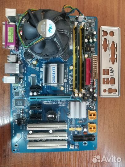 Материнская плата 775 с процессором и памятью