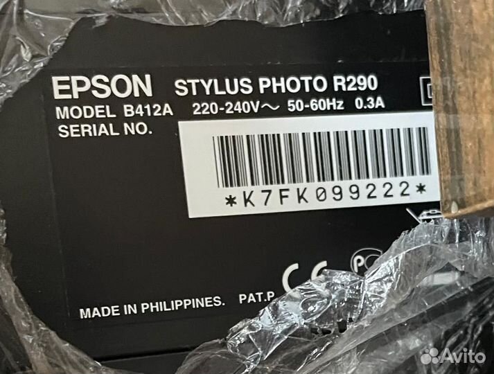 Принтер Epson stylus photo R290 model B412A