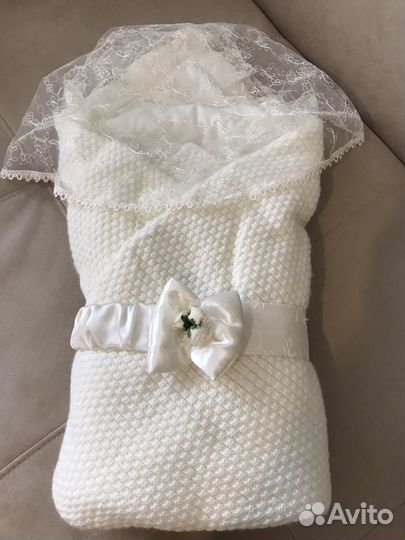 Конверт одеяло на выписку с шапочкой