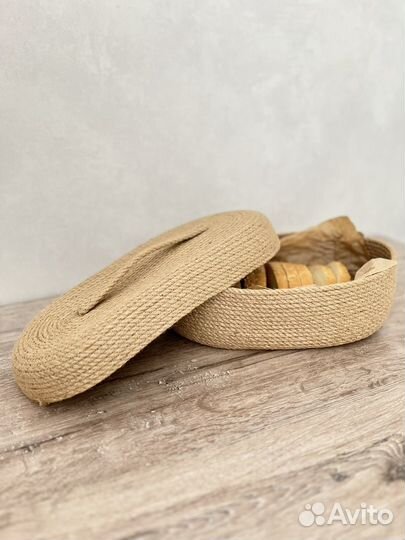 Джутовая хлебница корзина с крышкой