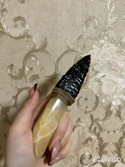 Нож атам из обсидиана и оникса