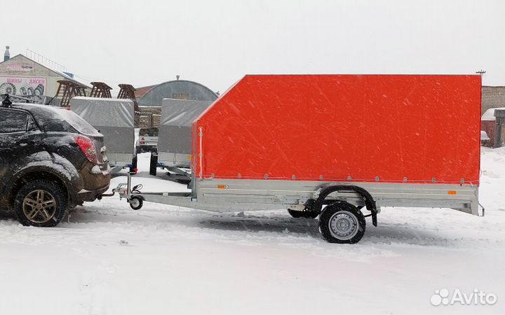 Оцинк. прицеп для л/а 3.5х1.5х1.5 оранжевый тент