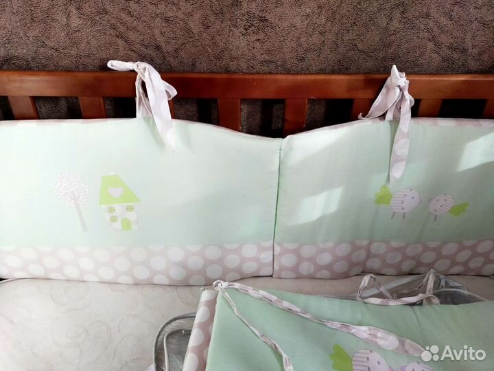 Бортик в кроватку+ постельное белье