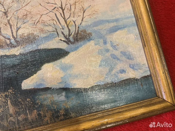 Картина маслом 34,38см Зимний полдень