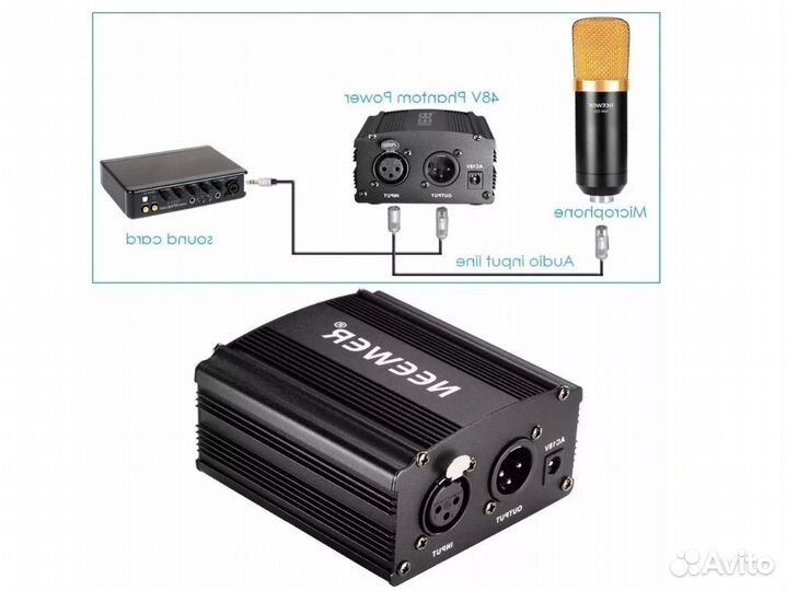 Усилитель фантомного питания 48V для микрофона