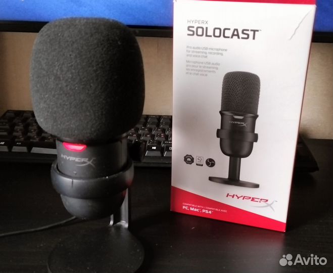 Микрофон hyperx solocast, попфильтр, пантограф