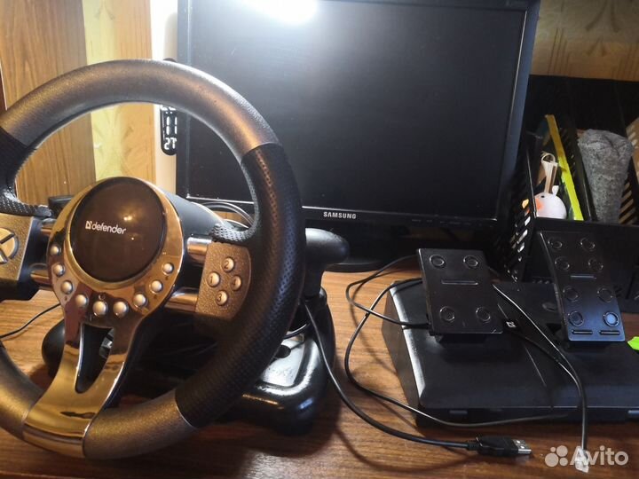 Руль игровой для пк с педалями, геймерский набор