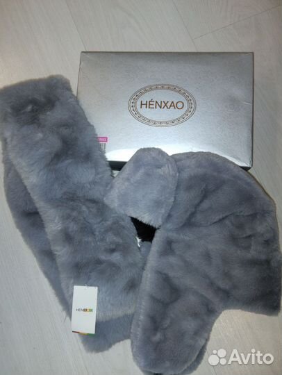 Шапка ушанка и шарф вместе плюшевые пушистые