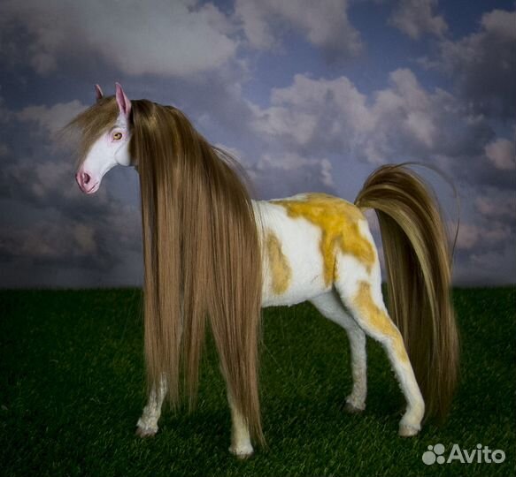 Лошадь игрушка коллекционная подвижная конь 1/6