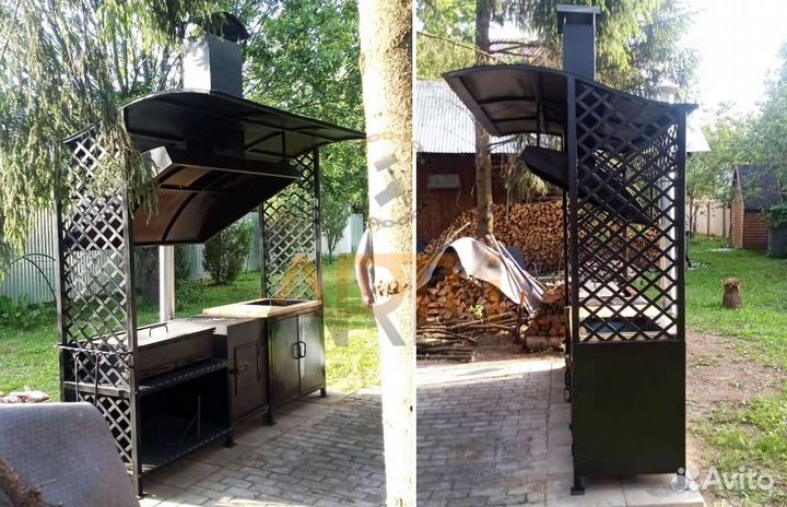 Мангал с крышей и печкой/ Гарантия до 10 лет