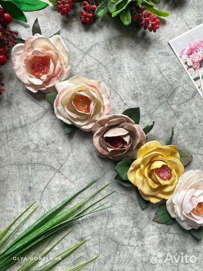 Заколка и резинка для волос,ручная работа