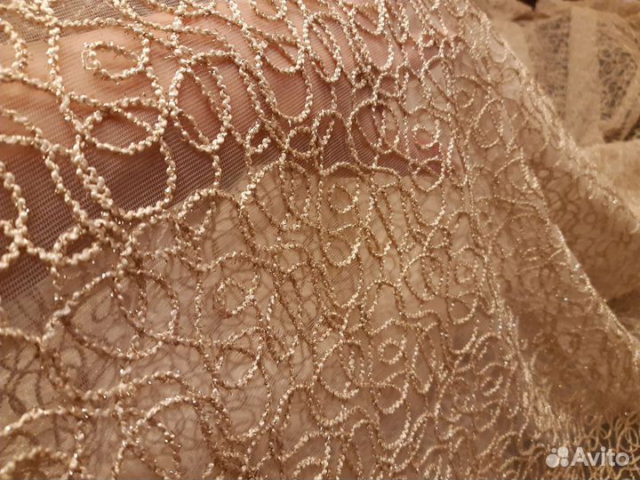 Тюль золотистая