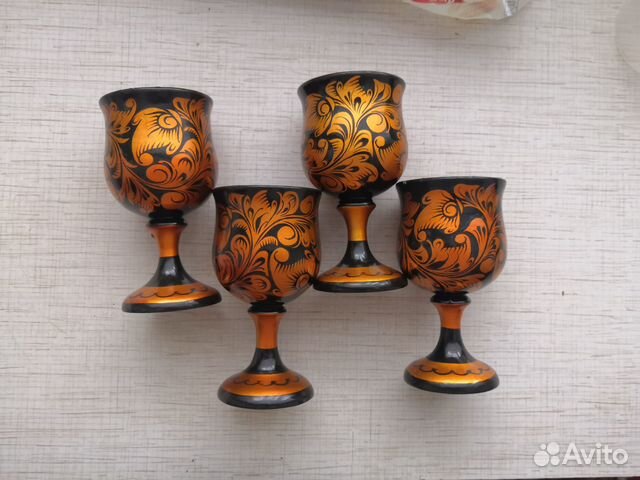Набор деревянных рюмок хохломская роспись