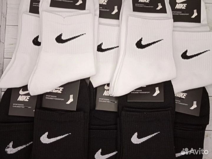 Белые чёрные носки Nike хлопок