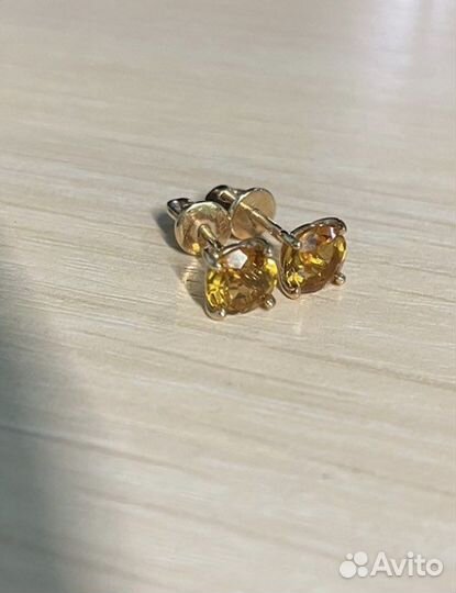 Золотые серьги пусеты 585 пробы
