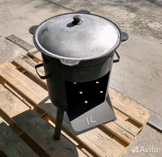 Казан чугунный 12 литров + печь + шумовка + специи