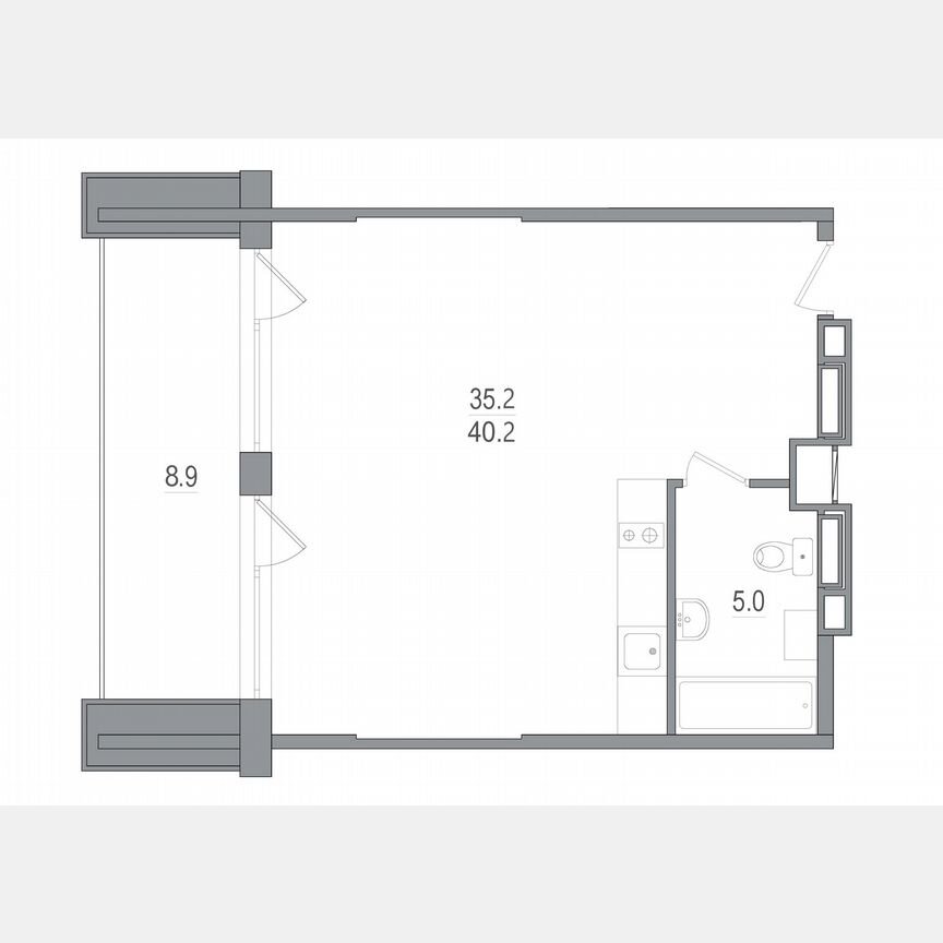 Апартаменты-студия, 40,2 м², 11/12 эт.