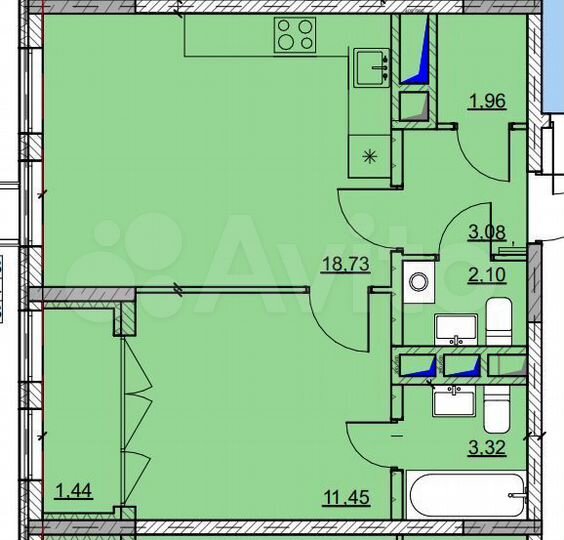 1-к. квартира, 42,1 м², 4/16 эт.