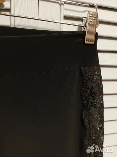 Трикотажные черные брюки с кружевом р.42/44