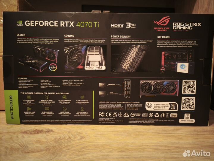 Видеокарта rtx 4070ti Asus rog strix