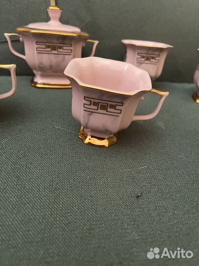 Розовый фарфор Чехия,кофейный сервиз