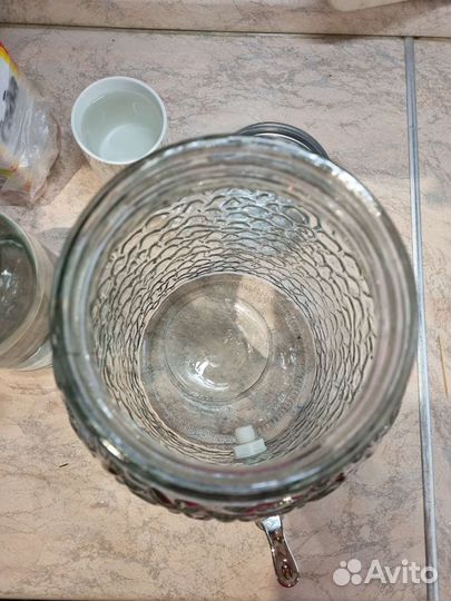 Банка стеклянная с крышкой и краником 6л