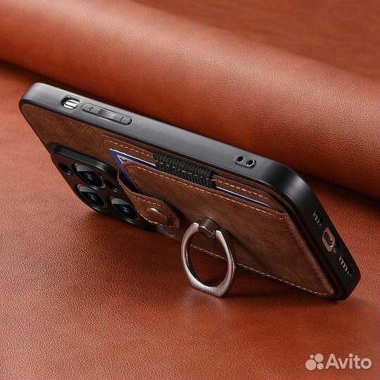 Чехол на iPhone 14 с картхолдером и кольцом