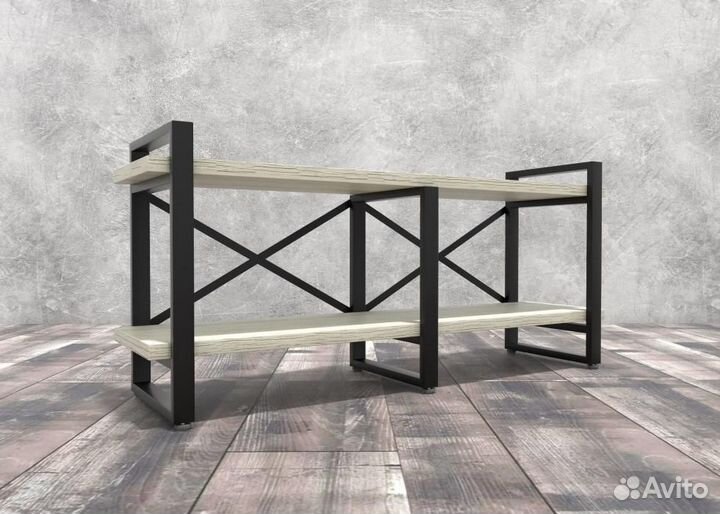 Тумба под тв Айсберг Лофт 120 черный/дуб крафт бел