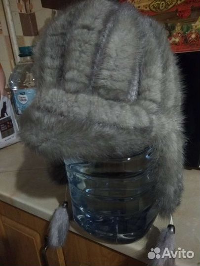 Шапка норковая вязаная женская