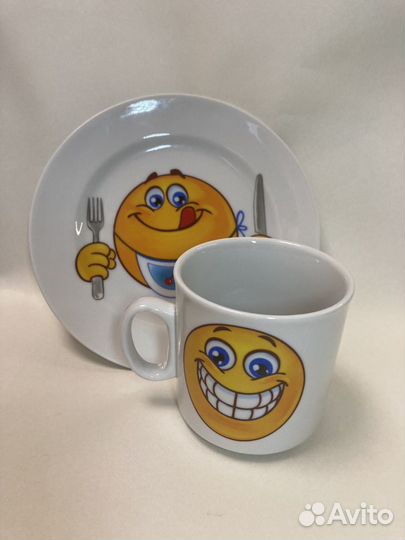 Чашка и блюдце посуда детский набор Колобок
