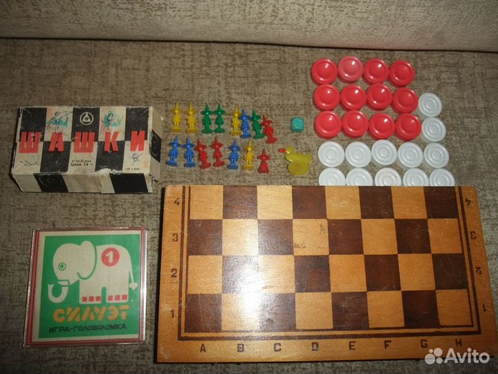 Игра Силуэт, редкие фишки, шашки