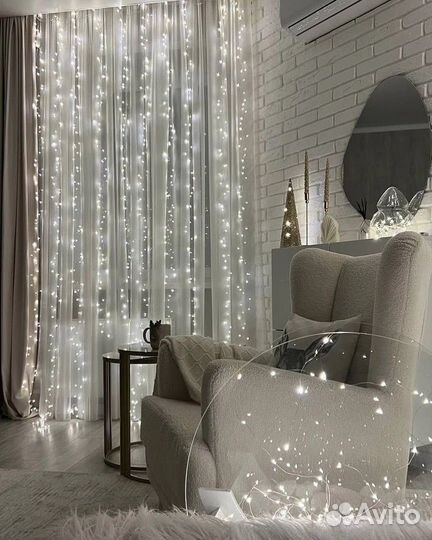 Гирлянда шторка (хвойная лапа)