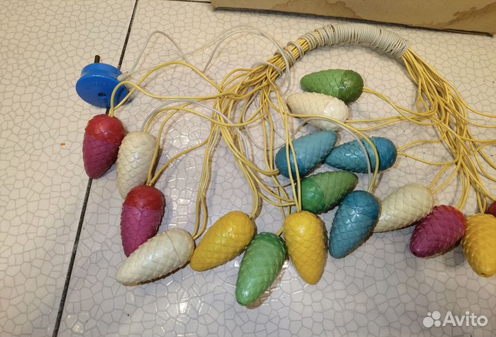 Елочная гирлянда Лесная сказка Шишки СССР 1973г