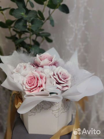 Нежный букет роз из мыла