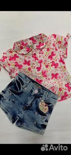 Костюм девочка. Шорты с рубашкой