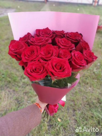 Букет из 15 роз 60см, доставка, цветы