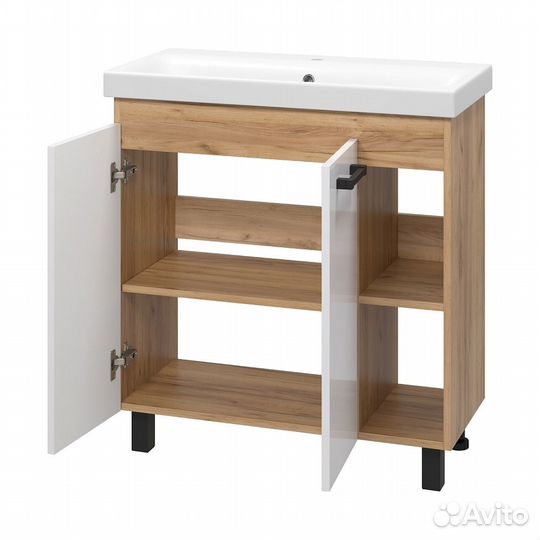 Тумба под раковину Misty Крафт 77 напольная Белый/Дуб Крафт Золотой П-Кра-07080-011