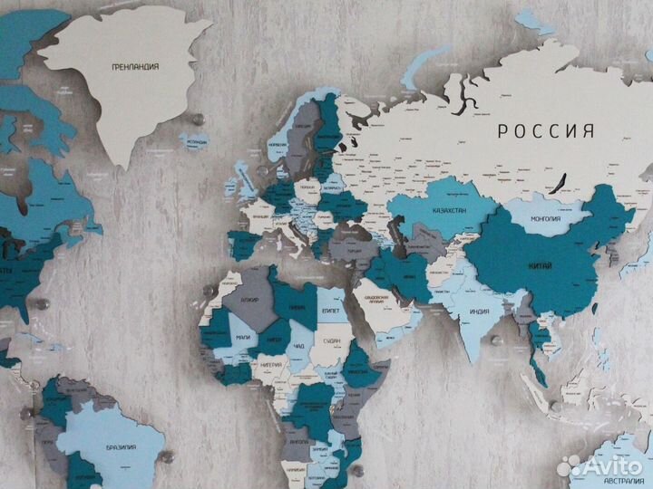 Карта мира из дерева на стену