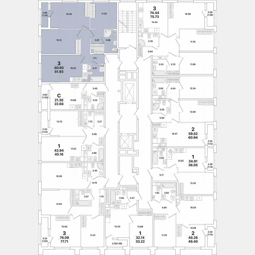 3-к. квартира, 81,9 м², 11/12 эт.
