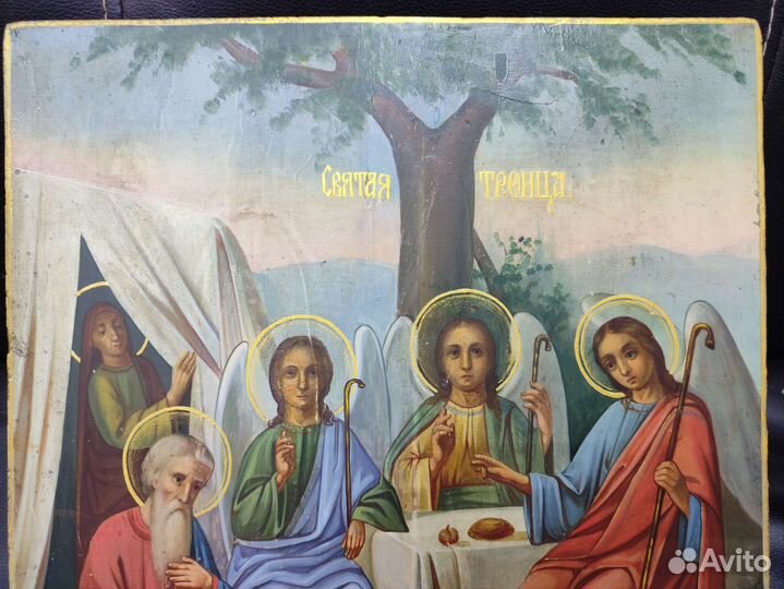 Старинная икона св Троица, Гостеприимство Авраама