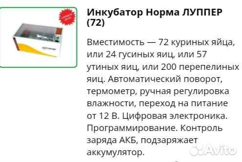 Инкубатор норма Луппер на 72 курин
