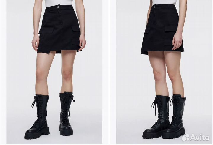 Befree Юбка-карандаш мини джинсовая с накладными к